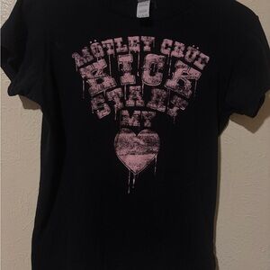 Motley Crue Black Graphic Band Tee with Pink Print
